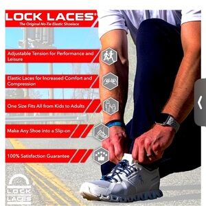 Lock Laces Black No-Tie Elastic Shoelaces